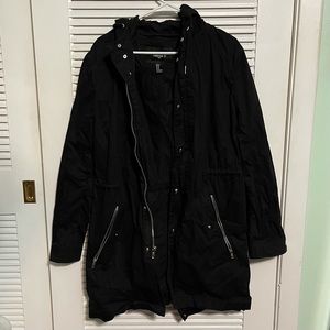 Men’s Hooded Black Parka: Size M